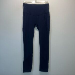 Lululemon All The Right Places Midnight Navy Blue Crop Leggings Pant Sz 4 Pocket
